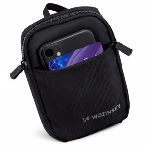 Wozinsky WMS-W1 Unisex Mini Shoulder Bag Waterproof Dual-Compartment skirtas Phone - Black - Image 3
