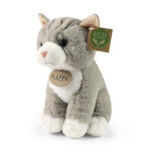 Rappa - Plush realistic mascot gray cat sitting 23 cm Eco-Friendly Soft Collection