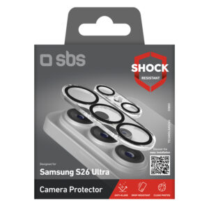 SBS rear camera protective glass skirtas Samsung Galaxy S26 Ultra - with black frame - Image 2