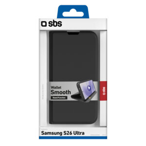 SBS Wallet Smooth dėklas skirtas Samsung Galaxy S26 Ultra with Flip Cover - juodos spalvos - Image 2