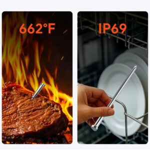 Meatmeet S Pro Kitchen Thermometer with Bluetooth/WiFi App skirtas Grill, Oven, Smoker - Gray - Image 4