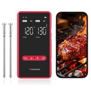 Meatmeet X Pro Kitchen Thermometer with Bluetooth/WiFi App skirtas Grill, Oven, Smoker - Black