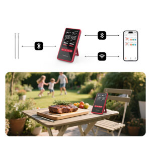 Meatmeet X Pro Kitchen Thermometer with Bluetooth/WiFi App skirtas Grill, Oven, Smoker - Black - Image 3