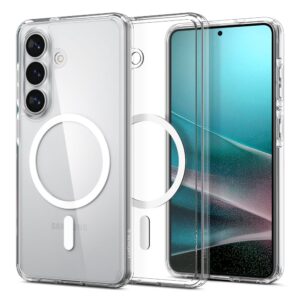 Spigen Ultra Hybrid Mag MagSafe dėklas skirtas Samsung Galaxy S26 - skaidruus ir baltos spalvos