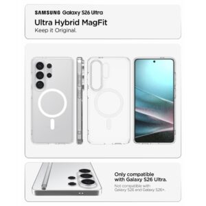 Spigen Ultra Hybrid Mag MagSafe dėklas skirtas Samsung Galaxy S26 Ultra - Clear and White - Image 5