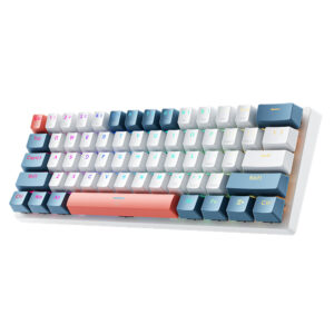 Machenike K500-B61 Wired Mechanical Gaming Keyboard with Backlight, Red Switch - White and Blue