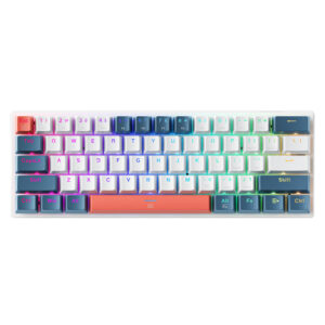 Machenike K500-B61 Wired Mechanical Gaming Keyboard with Backlight, Red Switch - White and Blue - Image 2