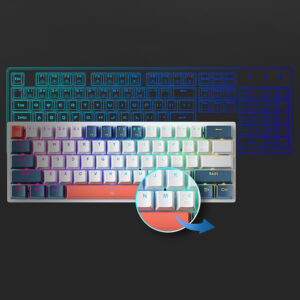 Machenike K500-B61 Wired Mechanical Gaming Keyboard with Backlight, Red Switch - White and Blue - Image 7