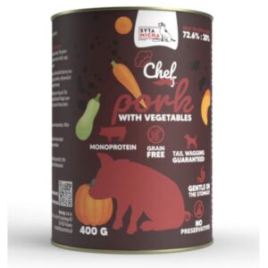 SYTA MICHA Chef Pork with vegetables - drėgnas ėdalas šunims - 400g