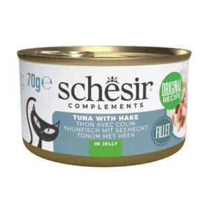 SCHESIR Complements Tuna with hake in jelly - šlapias kačių maistas - 70g