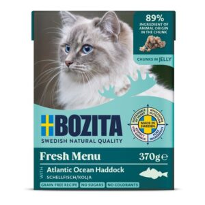 BOZITA Jūrų lydeka drebučiuose – šlapias kačių maistas – 370 g