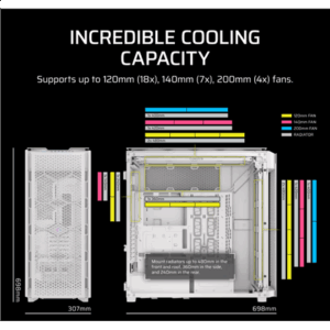 Corsair iCUE 9000D RGB Airflow PC Case, Full Tower - White - Image 6