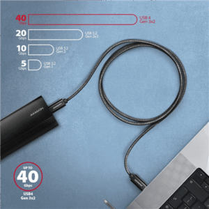 Axagon BUCM4X-CM05AB USB-C Cable, USB 4 Gen 3x2, 240 W PD, 8K@60Hz - Black - Image 9