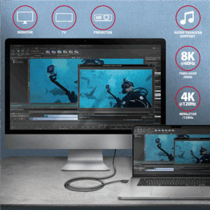 Axagon BUCM4X-CM05AB USB-C Cable, USB 4 Gen 3x2, 240 W PD, 8K@60Hz - Black - Image 10