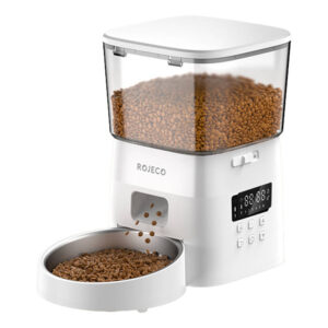 Rojeco 2L Automatic Pet Feeder Button Version baltos spalvos