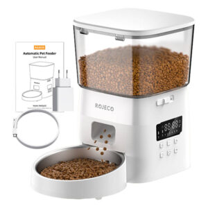 Rojeco 2L Automatic Pet Feeder Button Version baltos spalvos - Image 2