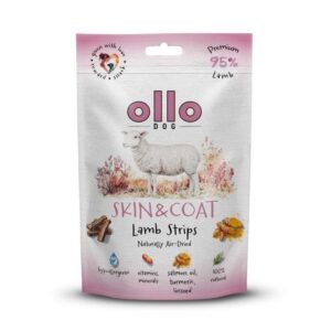 OLLO Air-Dried Skin & Coat Lamb strips - skanėstas šuniui - 80g