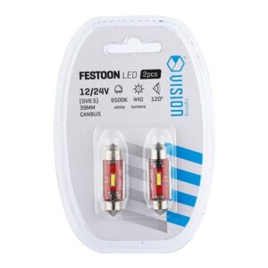 Bulb VISION Festoon SV8.5 39 mm 12/24V 1x 1860 SMD LED, nonpolar, CANBUS, white, 2 pcs - Image 3