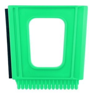 Square ice scraper with rubber squeegee