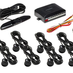 Parking assistance system with LED display, 8 black sensors - front and rear
