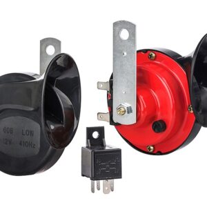 Horn 12V 115dB, 2-tone, worm type, with relay, 2 pcs