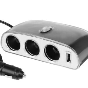 3-socket cigarette lighter splitter 12/24V with USB 1000 mA