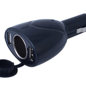 Automobilinis įkroviklis/adapter for cigarette lighter 12/24V, 2x USB 1000 mA + EURO socket