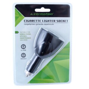 Automobilinis įkroviklis/adapter for cigarette lighter 12/24V, 2x USB 1000 mA + EURO socket - Image 3