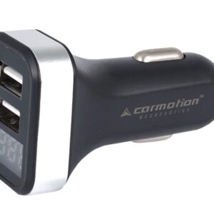 Automobilinis įkroviklis USB x2, 2.1A, for the cigarette lighter socket 12/24V with voltmeter