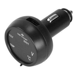 Automobilinis įkroviklis USB, 2.1A, for 12/24V cigarette lighter with voltmeter - Image 2