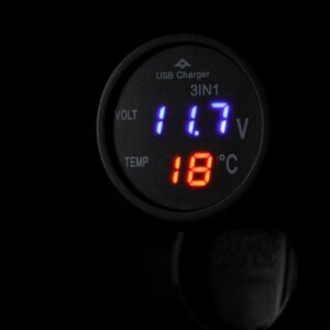 Automobilinis įkroviklis USB, 2.1A, for 12/24V cigarette lighter with voltmeter - Image 5