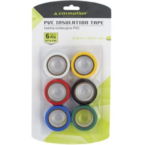 PVC insulating tapes 0.13 mm x 15 mm x 5 m, colored, 6 pcs