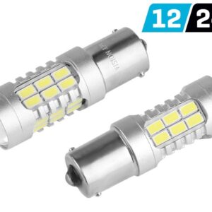 Bulb VISION P21W BA15s 12/24V 27x 5730 SMD LED, with lens, CANBUS, white, 2 pcs