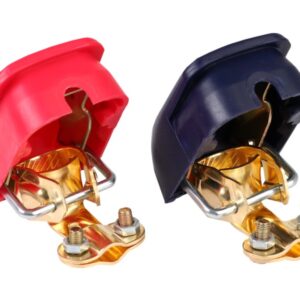 Self-locking battery clamps with covers, brass, max 800A