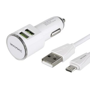 WAYME Automobilinis įkroviklis 12/24V  2x USB 3.4A + cable with micro USB plug