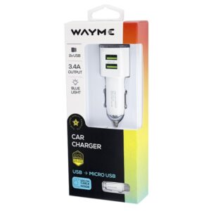 WAYME Automobilinis įkroviklis 12/24V 2x USB 3.4A + cable with micro USB plug - Image 4