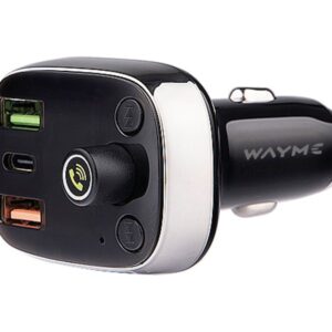 WAYME FM transmitter 12/24V with USB-C PD, QC4.0 +, Auto-ID, voltmeter & HandsFree