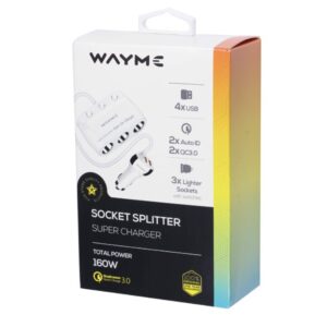 WAYME 3-socket cigarette lighter splitter  12/24V with switches + 2x USB QC3.0 + 2x USB 3.6A, cable 120 cm - Image 4