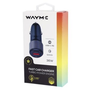 WAYME Automobilinis įkroviklis 12/24V, 36W USB-C PD + QC3.0 - Image 3