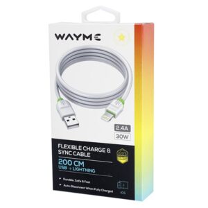 Wayme Charging & synchronisation cable , silicone flat, 200 cm, USB> Lightning - Image 3