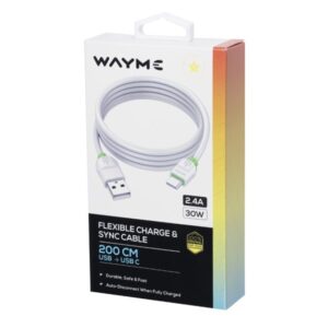 Wayme Charging & synchronisation cable , silicone flat, 200 cm, USB> USB-C - Image 3