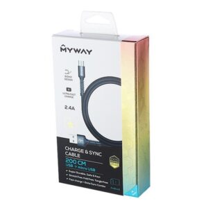 Mikropluošto pintas įkrovimo ir sinchronizavimo laidas, 200 cm, USB> micro USB - Image 3