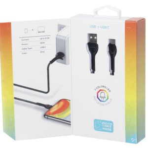 Wayme Mikropluošto pintas įkrovimo ir sinchronizavimo laidas, LED backlight, 200 cm, USB> USB-C - Image 5