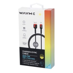 Wayme Charging & synchronisation cable , 100 cm braided microfiber, USB> Lightning - Image 3