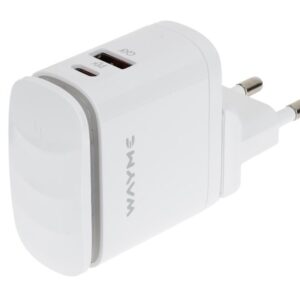 WAYME 25W USB-C PD + QC3.0 mains charger with touch LED lamp + adapters - plugs for EU, UK and US sockets - Image 2