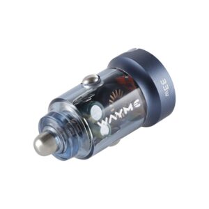 WAYME Automobilinis įkroviklis 12/24V, USB 18W + USB-C PD 33W, with ring, transparent blue - Image 2