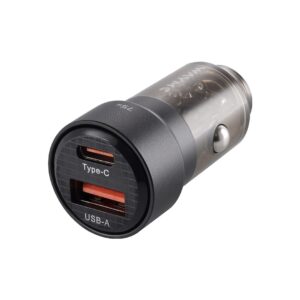WAYME Automobilinis įkroviklis 12/24V, USB 30W + USB-C PD 45W, transparent black