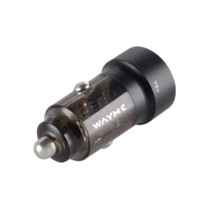 WAYME Automobilinis įkroviklis 12/24V, USB 30W + USB-C PD 45W, transparent black - Image 2