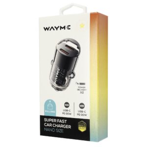 WAYME Automobilinis įkroviklis 12/24V, 2x USB-C PD 30W, nano with ring - Image 5