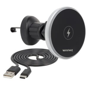Wayme Magnetic aluminum air vent holder with 15W inductive charger + USB cable > USB-C 100 cm - Image 2